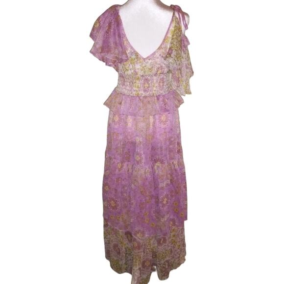 Misa Los Angeles "Liv" Assymetrical Flutter Sleeve Handkerchief Hem Boho Dress - Picture 10 of 13